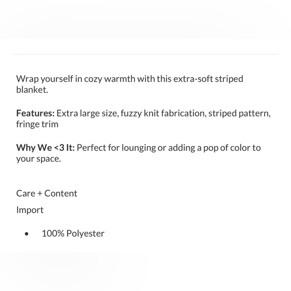 NEW Free People Skye stripe fringe blanket - Picture 5 of 7